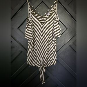 Pulse Boutique Olive and Cream Striped Top